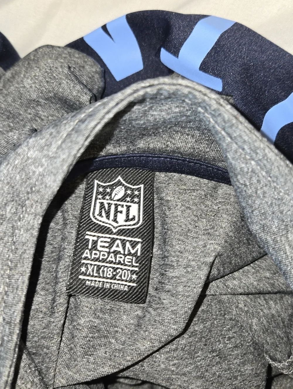 NFL Tennesse Titans Boy's Gray Pullover with Navy and Light Blue Accents Sleeves